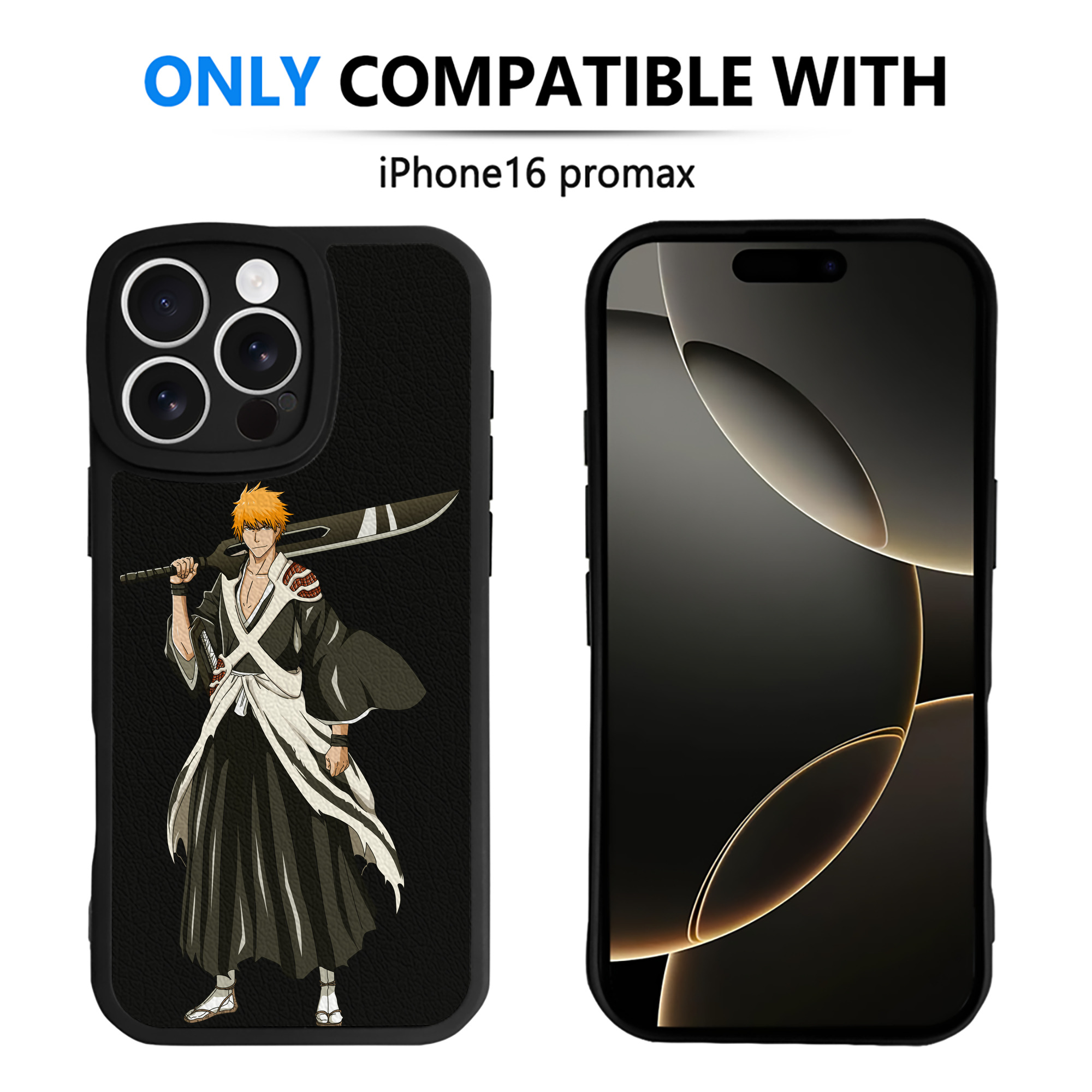 ブリーチ 黒崎一護（くろさき いちご）BLEACH Kurosaki Ichigo 【iPhone 16シリーズ対応】シリコンスマホケース（レザー調） 材質：シリコン